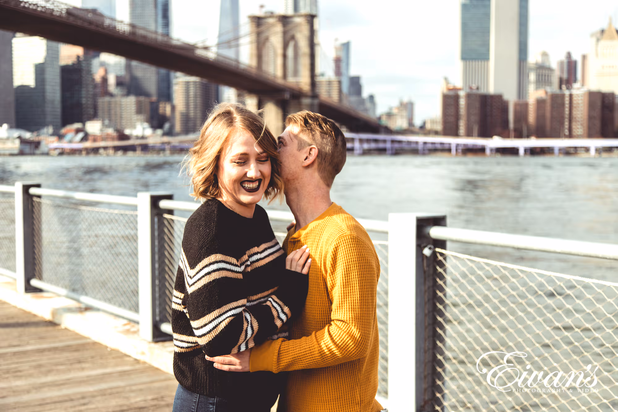 what-to-wear-for-your-engagement-photos-outdoors-go-bold engaged man and woman in the city